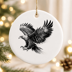 American Bald Eagle Bird Christmas Ornament, National History Decor, Ceramic Ornament
