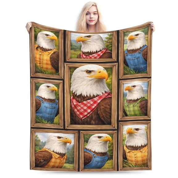 American Bald Eagle Blanket Fourth of July Patriotic Eagle Throw Blanket Soft Cozy Flannel USA Wildlife Blanket Gift 50x40