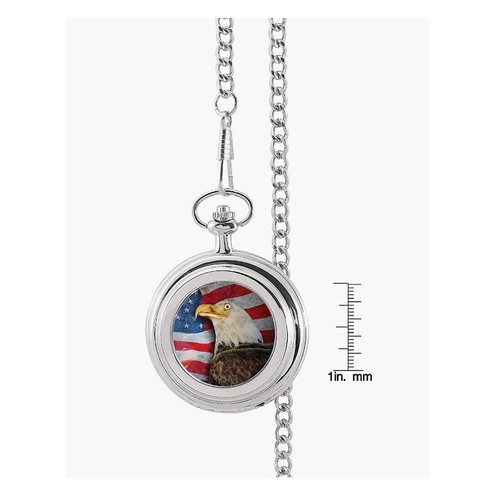 American Bald Eagle Colorized JFK Half Dollar Silver Toned Pocket Watch