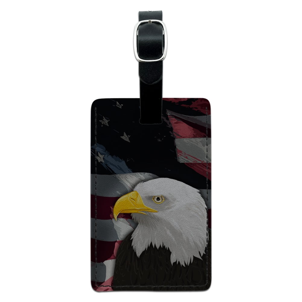 American Bald Eagle Flag USA Patriotic Rectangle Leather Luggage Card ...