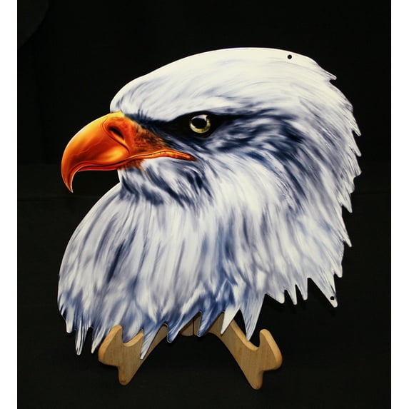 American Bald Eagle Head Cut Out Metal Wall Hanging Sign - 18" x 14"