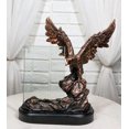 thumbnail image 1 of American Bald Eagle Landing On Rock Bronzed Figurine With 4x6 Beveled Glass, 1 of 8
