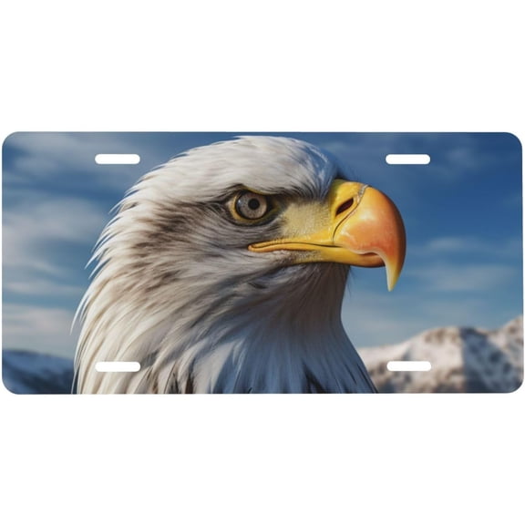 American Bald Eagle License Plate Decorative Car Front License Plates Cover Aluminum Metal Car Plate Novelty Vanity Tag with 4 Holes for Men Women 6 x 12 Inch