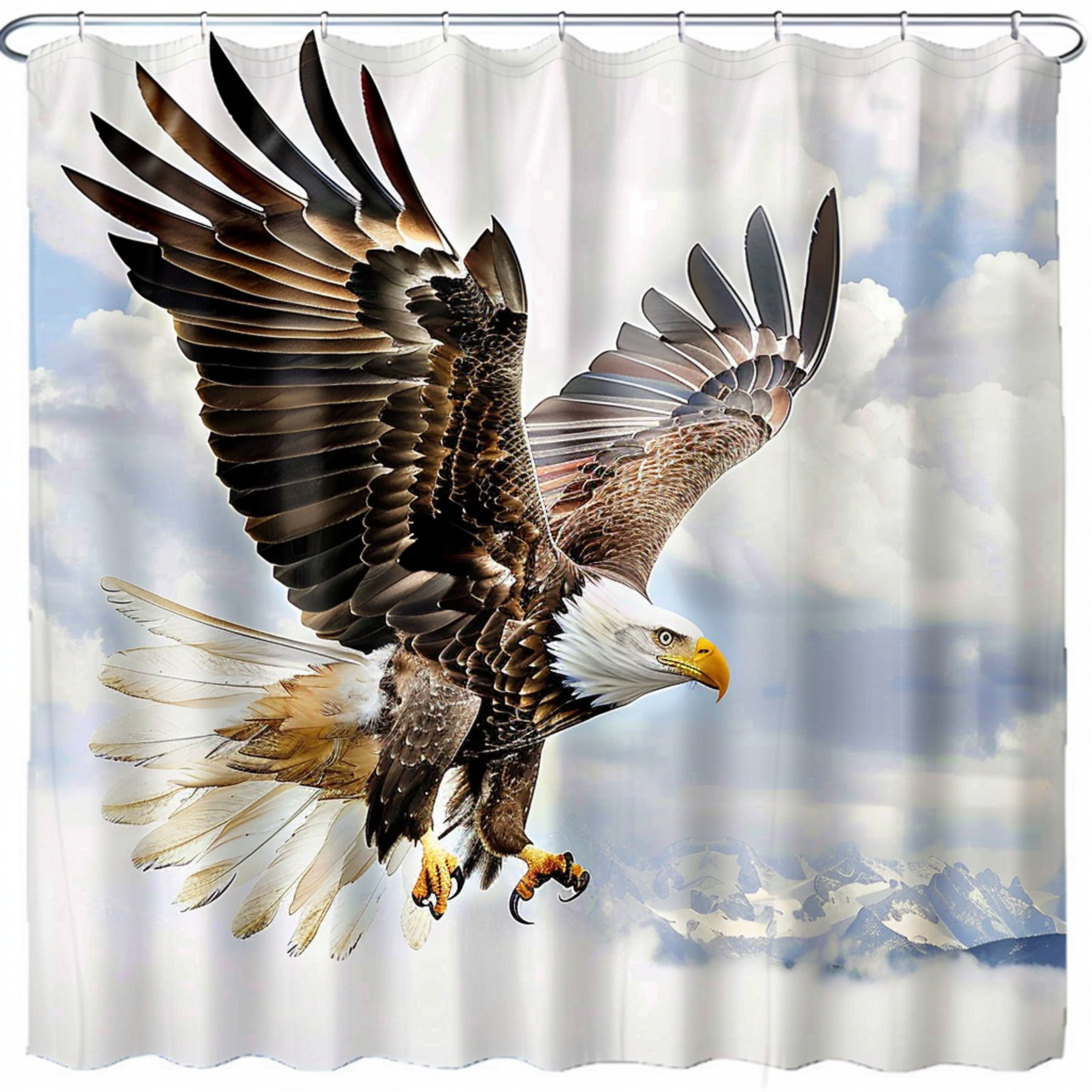 American Bald Eagle Shower Curtain Design Realistic Detail Majestic