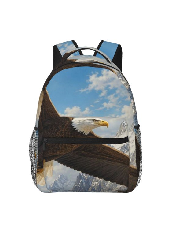 American Bald Eagle Soaring Wall Art Laptop Backpack Travel Rucksack for Teens Adults, Fits 15-inch Notebook