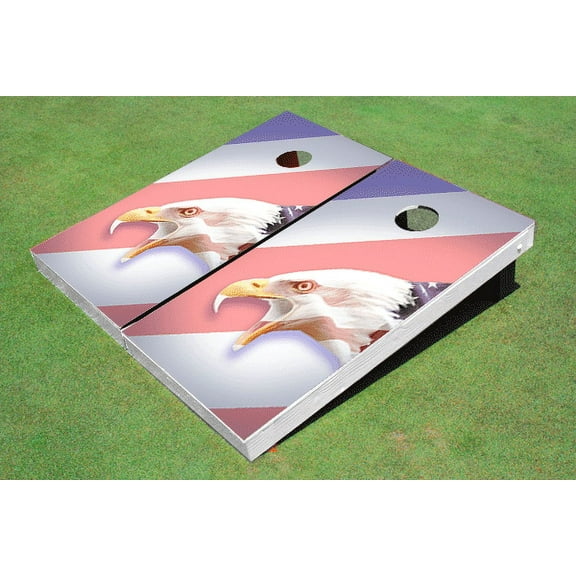 American Bald Eagle Striped Flag Theme Cornhole Boards