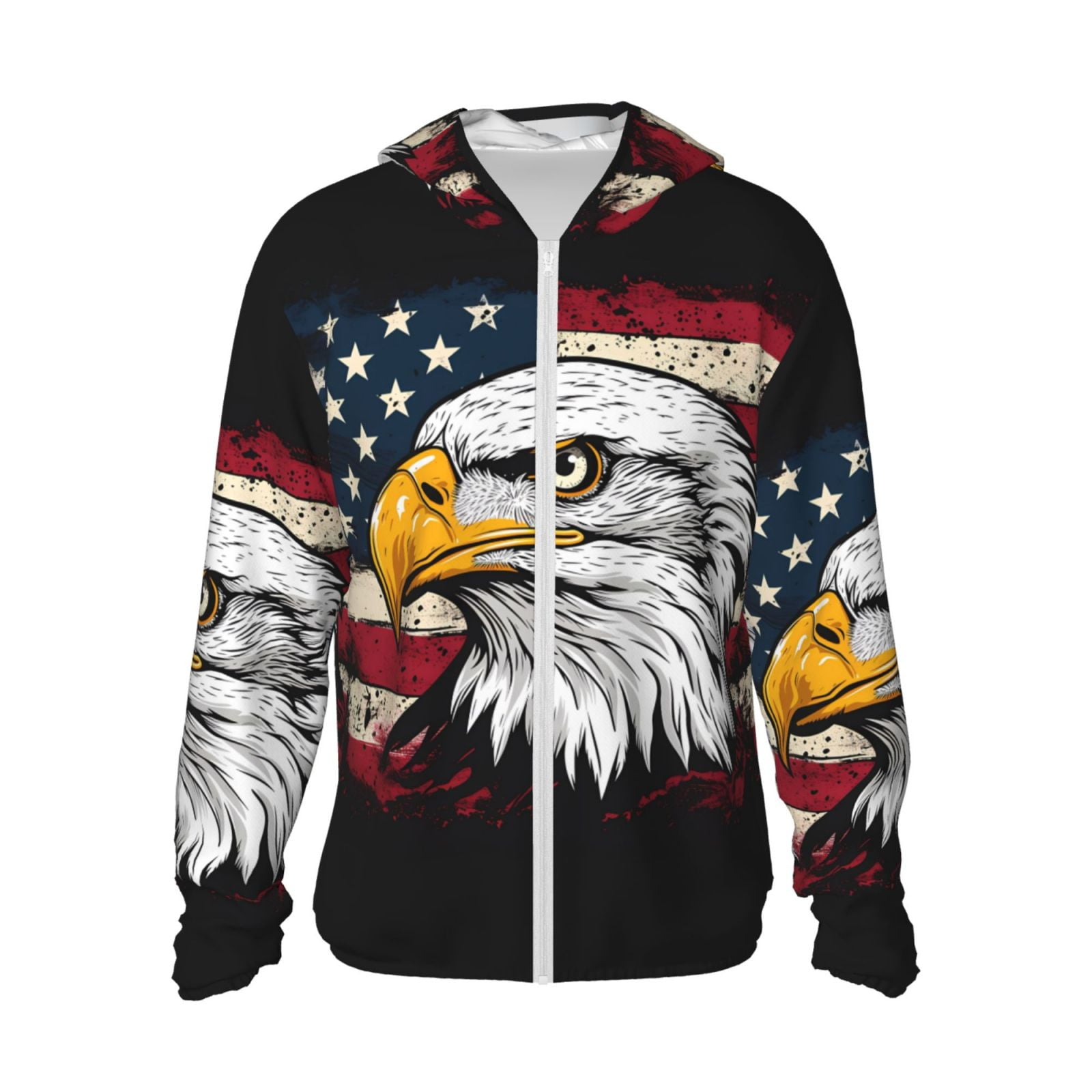 American Bald Eagle Sun Protection Zip Up Hoodie Jacket Lightweight