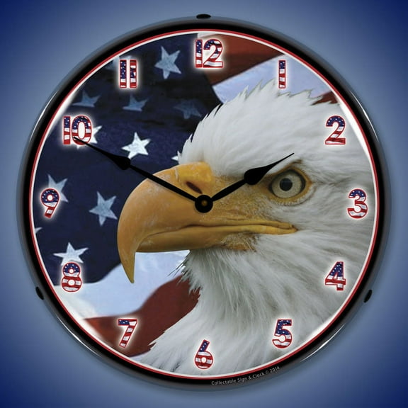 American Bald Eagle Wall Clock, Lighted