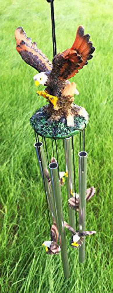 American Bald Eagle With Open Wings Patriotic Bird Resonant Relaxing Wind Chime Patio Garden Decor