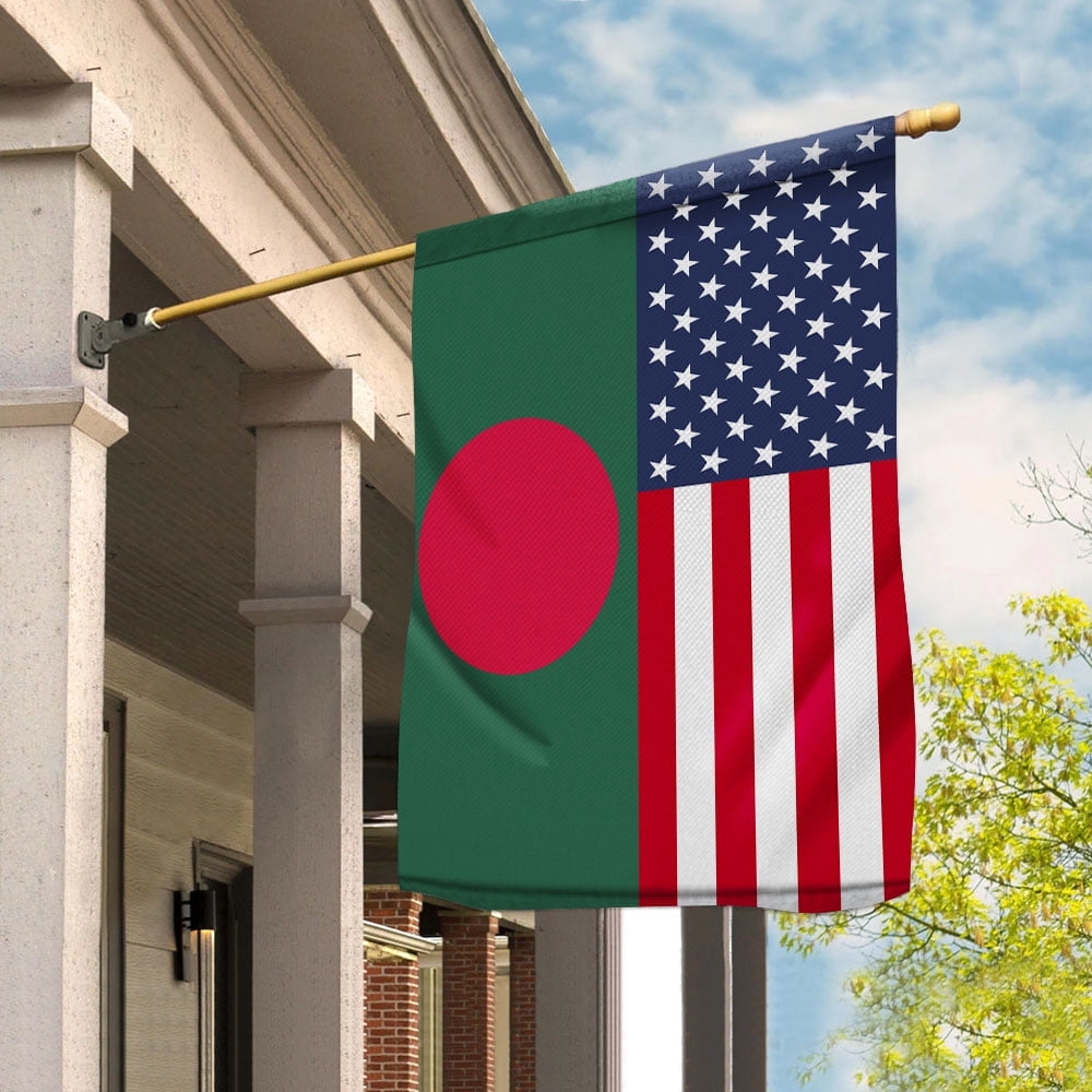 American Bangladesh Flag Bangladeshi Friendship U.S.A Memorial Day Patriotic For House Flag, Double-Sided Decorative Outdoor Flag, Patriotic Polyester Yard Flag 29.5 x 39.5 in