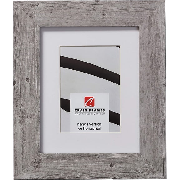 American Barn, 16 x 22 Inch Faux Barnwood Picture Frame Matted to Display a 12 x 18 Inch Photo, Light Grey