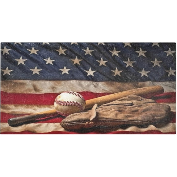 American Baseball Kitchen Mat Soft and Absorbent Bath Mats for Bathroom Non Slip Quick Dry Shaggy Bath Carpet Machine Wash for Kitchen Bathroom Shower 39x20 in Home Decor