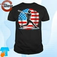American Baseball Player Batter With United States Flag Usa Shirt