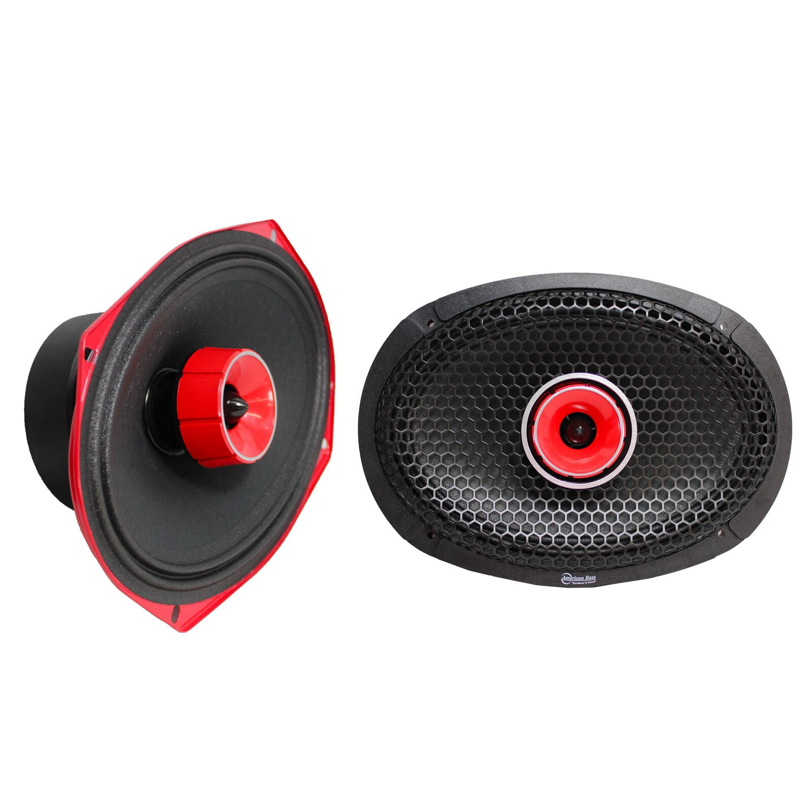 American Bass 2x 6x9 Red Coaxial Hybrid Full Range Speakers 560W