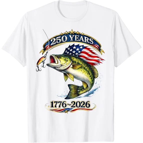 American Bass Fish Flag Heritage Fishing Angler T-Shirt