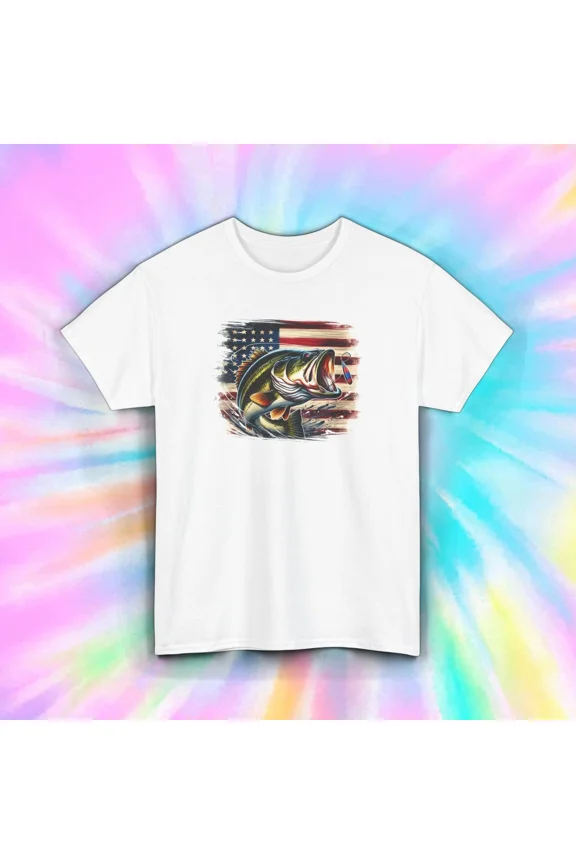 American Bass Fishing Patriotic Angler Largemouth Lake Outdoor Unisex T-Shirt, up to size 5XL