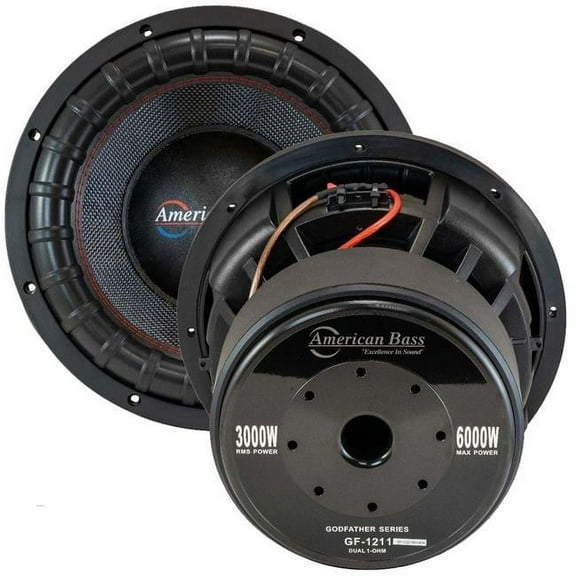 American Bass GF1211 12 in. 400 oz Magnet 4 in. Voice Coil Dual 1 Ohm Godfather Woofer