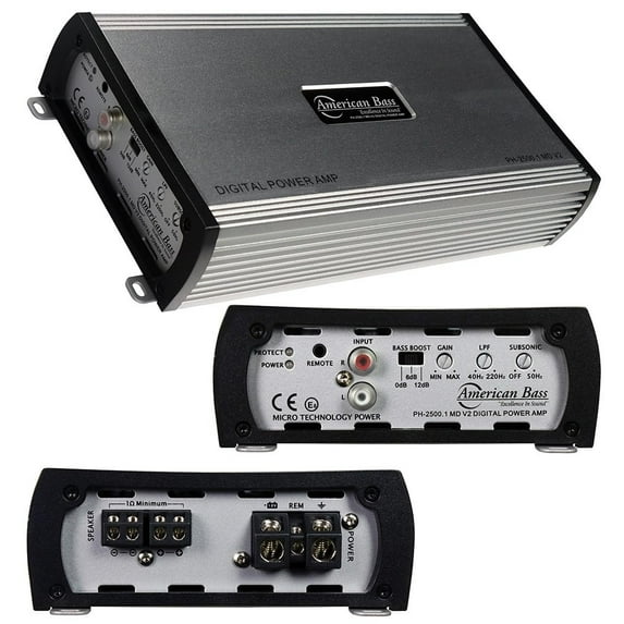 American Bass PH25001MDV2 2500W 1 Ohm Stable Power D Class Amplifier