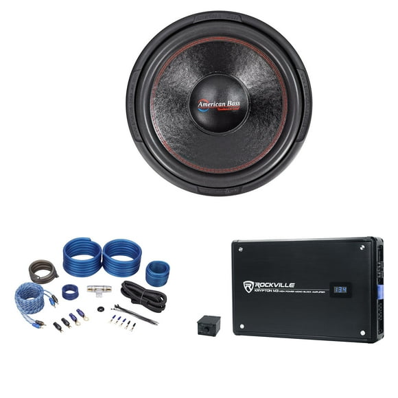 American Bass XD-1522 2000w 15" Car Audio Subwoofer Sub+Mono Amplifier+Amp Kit
