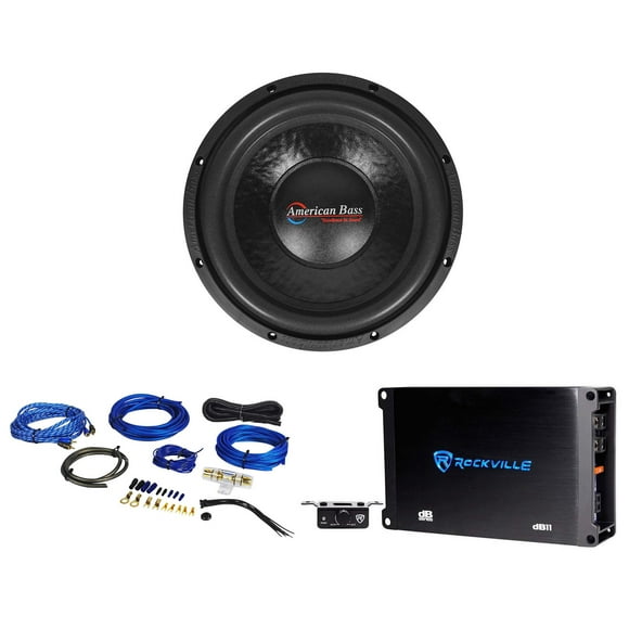 American Bass XO 1244 12" 600w Car Subwoofer 4-ohm Sub+Mono Amplifier+Amp Kit