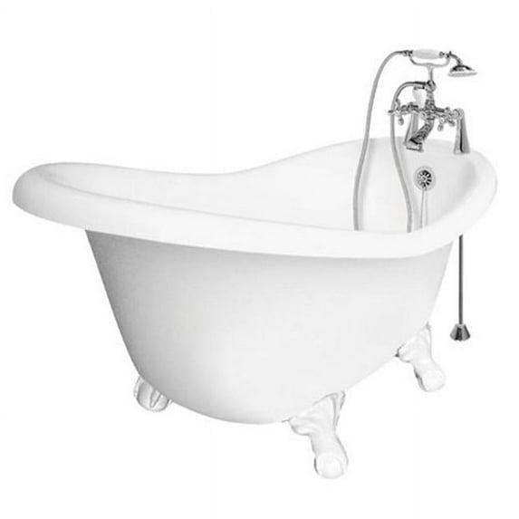 American Bath Factory Marilyn Bathtub Faucet - White - 67in.L x 32in.W x 30in.H - 44 Gallon Capacity