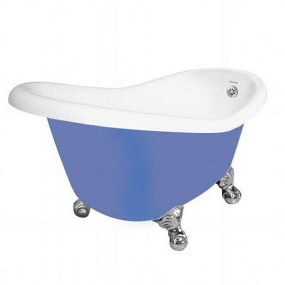 American Bath Factory T010A-CH-P & DM-7 Ascot 60 in. Splash Of Color Acrastone Tub & Drain- Chrome Metal Finish- Small