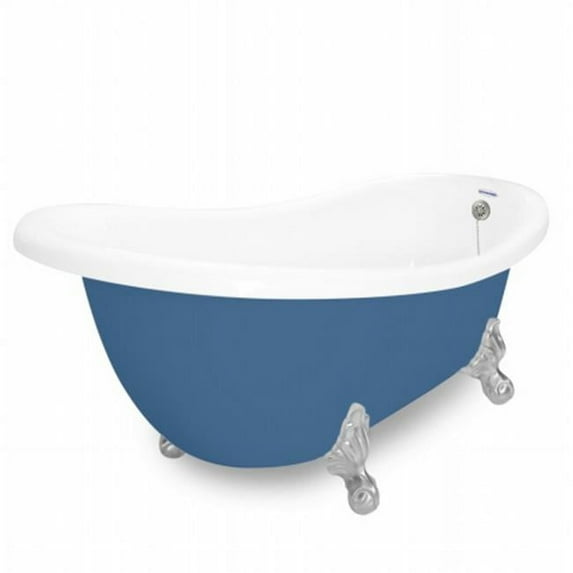 American Bath Factory T031A-SN-P & DM-7 Churchill 71 in. Splash Of Color Acrastone Tub & Drain- Satin Nickel Metal Finish- Small