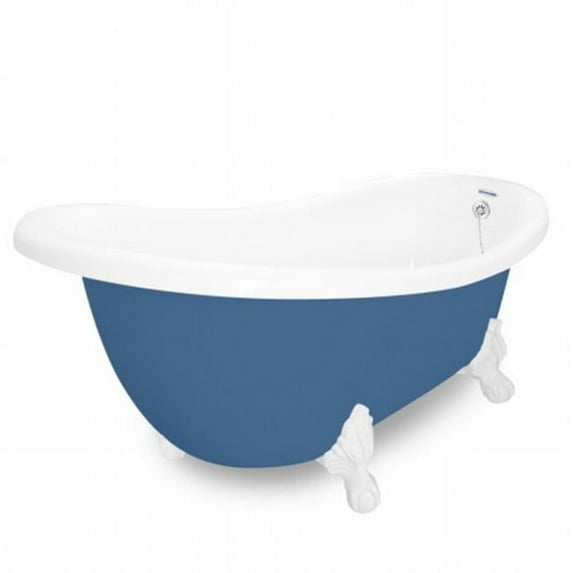 American Bath Factory T031A-WH-P & DM-7 Churchill 71 in. Splash Of Color Acrastone Tub & Drain- White Metal Finish- Small
