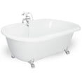thumbnail image 1 of American Bath Factory T080A-WH-P & DM-7 Celine 70 in. Splash Of Color Acrastone Tub & Drain- White Metal Finish- Small, 1 of 1