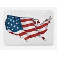 thumbnail image 1 of American Bath Mat, Patriotic Image with Waving United States Flag Stars and Stripes, Plush Bathroom Decor Mat with Non Slip Backing, 29.5" X 17.5", Navy Blue Vermilion, by Ambesonne, 1 of 2