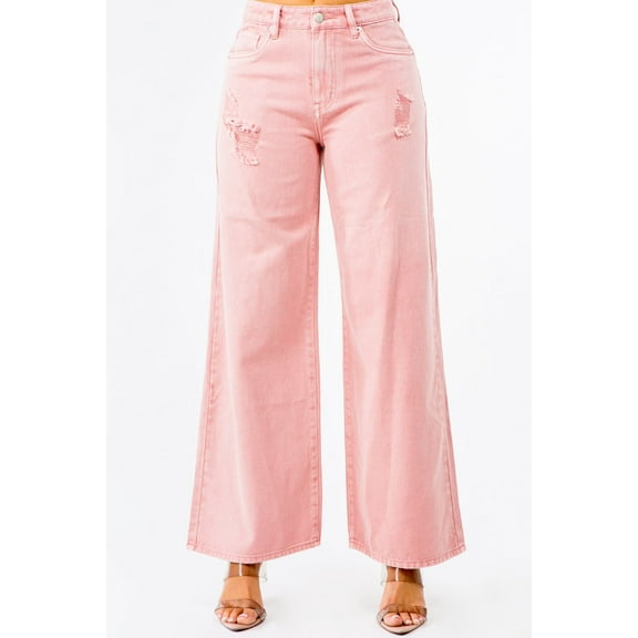 American Bazi High Waist Distressed Wide Leg Jeans