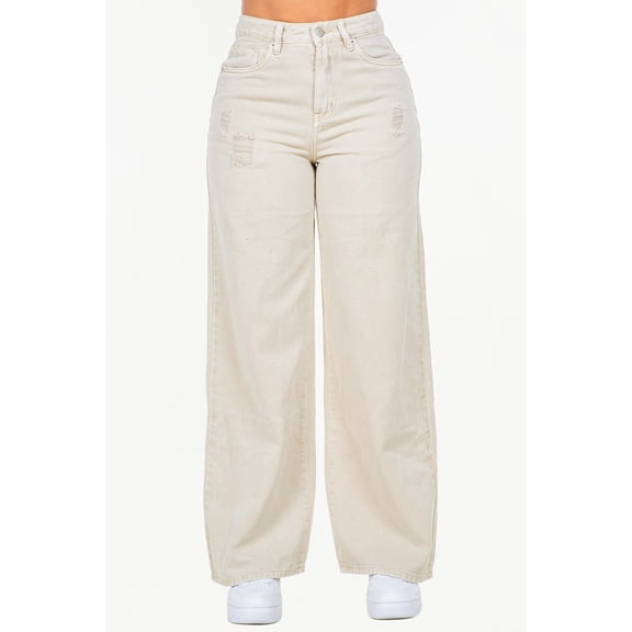 American Bazi High Waist Distressed Wide Leg Jeans