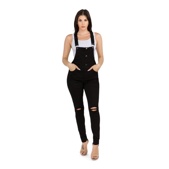 American Bazi Women's Button Down Slim Fit Color Denim Overalls, Up to 3X