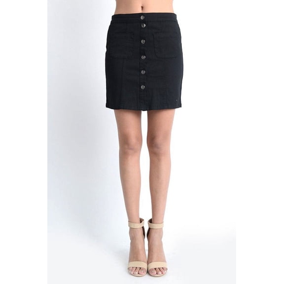 American Bazi Women's Button Skirt RSK392 - BLK - LRG
