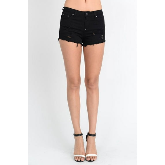 American Bazi Women's Colored Distressed Shorts - BLK - 3XL
