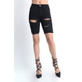 thumbnail image 1 of American Bazi Women's Destroyed Skinny Shorts - BLK - SML, 1 of 2