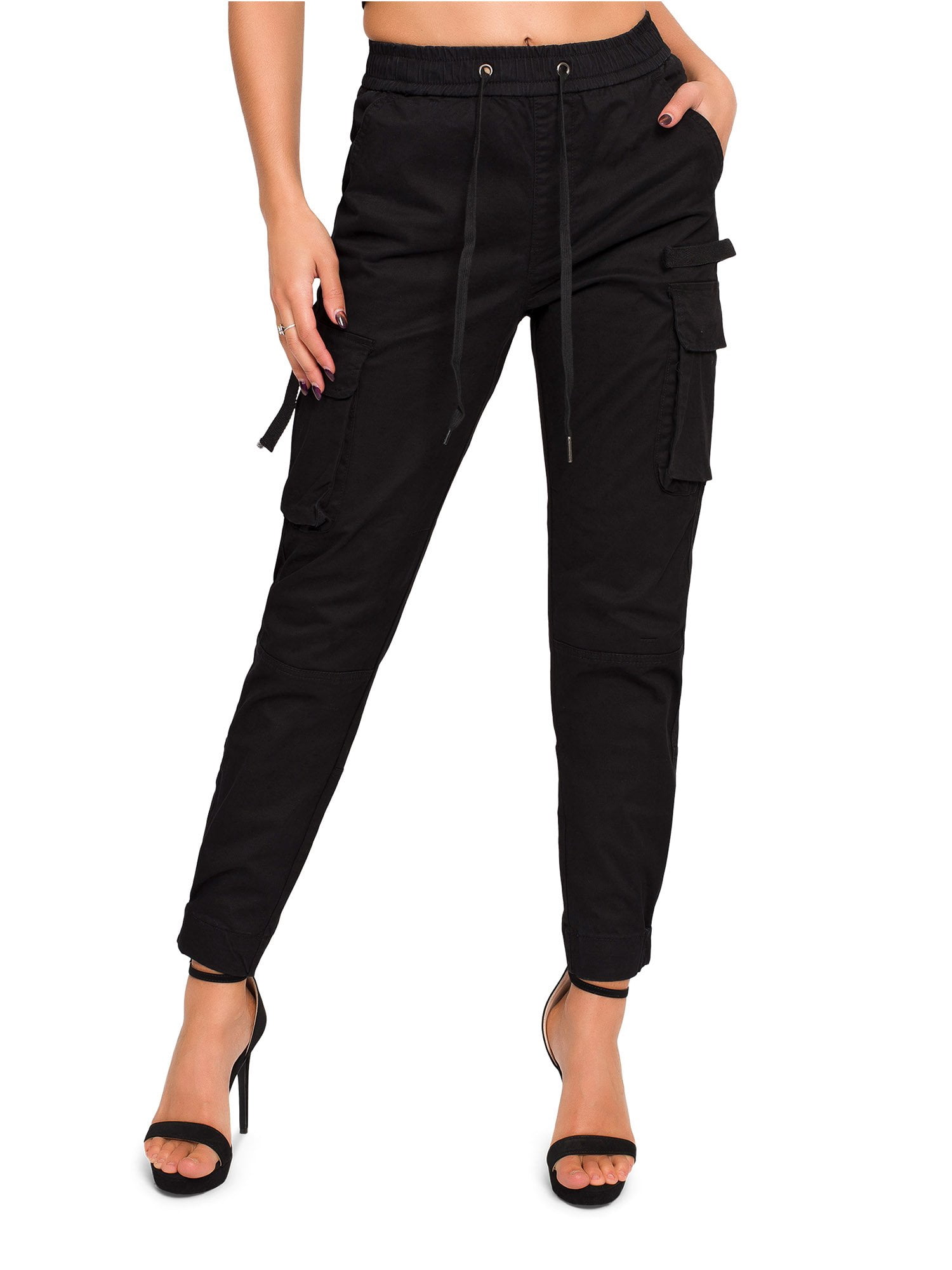 High Waisted Drawstring Pocket Casual Cargo Joggers