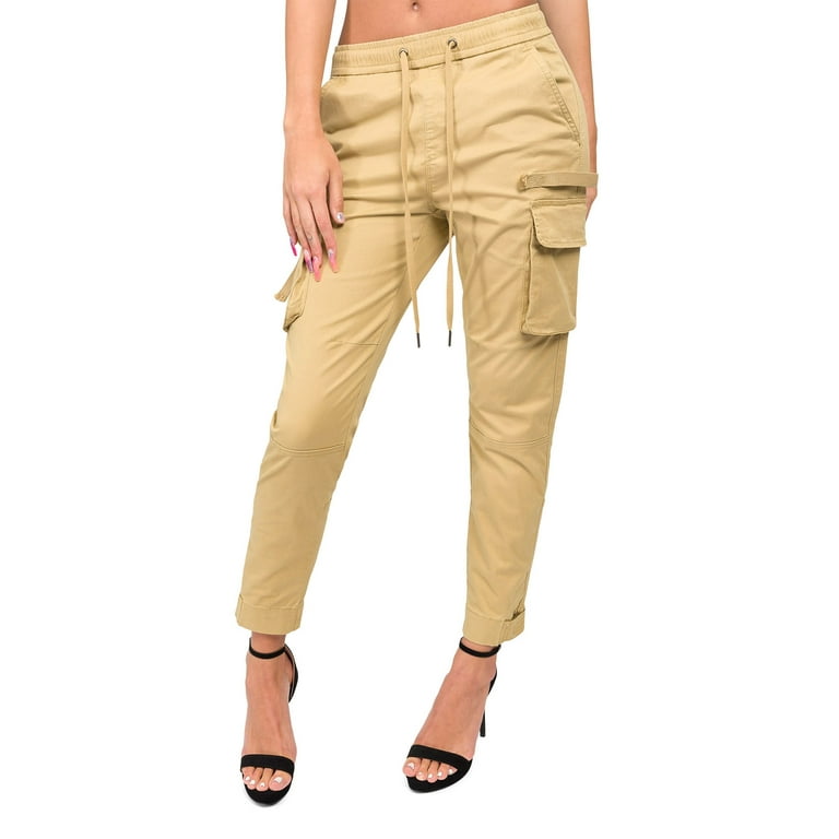 Khaki drawstring cargo joggers hotsell womens