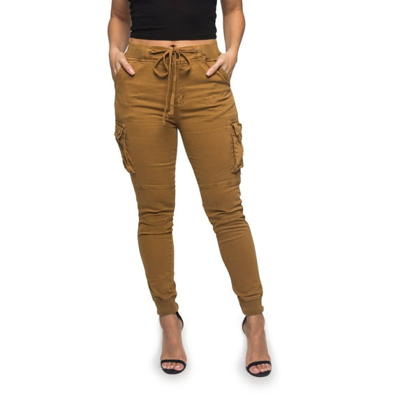 American Bazi Women's High Waisted Cargo Joggers Army Pants RJJ3405 - Timber - Large