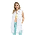 thumbnail image 1 of American Bazi Women's Oversized Destroyed Long Denim Jean Vest RBT713 - White - X-Large, 1 of 4