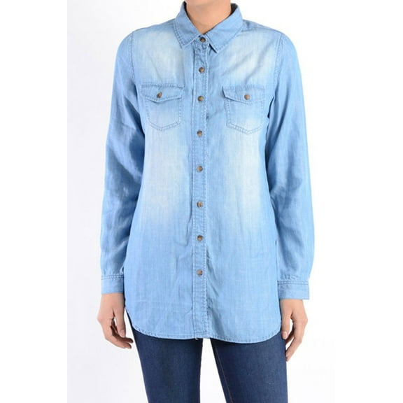 American Bazi Women's Short Denim Shirt Dress RSD337 - BLU - 2XL