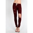 thumbnail image 1 of American Bazi Women's Solid Torn Skinny Jogger Pants RJJ458 - BRG - 3XL, 1 of 5