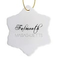 thumbnail image 1 of 3drose, American Beaches. Decorative Text Falmouth, Massachusetts, 3 inch Snowflake Porcelain Ornament, 1 of 7