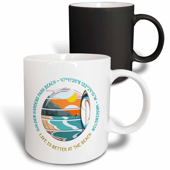 3drose, American Beaches - Golden Gardens Park Beach, Seattle, Washington, 11oz Magic Transforming Mug