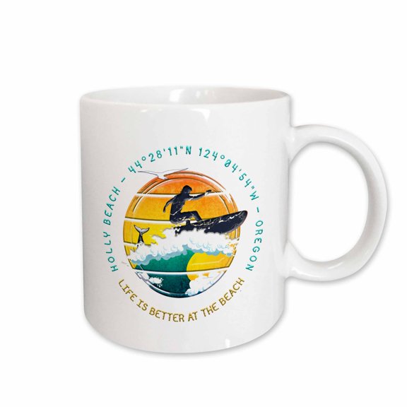 3drose, American Beaches - Holly Beach, Lincoln County, Oregon Summer Gift, 11oz Mug