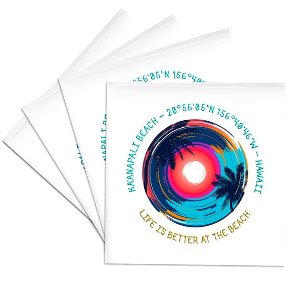 3drose, American Beaches - Kaanapali Beach, Hawaii Summer Family Travel Gift, Set of 4 Ceramic Tile Coasters