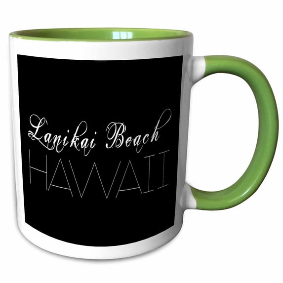 American Beaches - Lanikai Beach, Hawaii, white on black 15oz Two-Tone Green Mug mug-276049-12