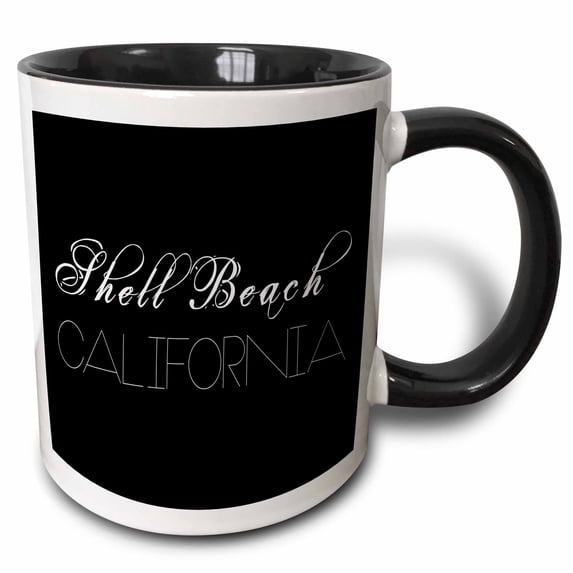 American Beaches - Shell Beach, California, white on black 15oz Two-Tone Black Mug mug-272109-9