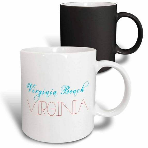 3drose, American Beaches - Virginia Beach, Virginia Blue and Red, 11oz Magic Transforming Mug