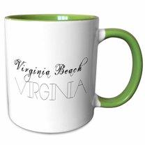 3drose, American Beaches - Virginia Beach, Virginia on White, 15oz Two-tone Green Mug